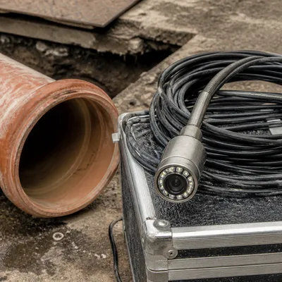 Cámara de inspección de tuberías lista para un diagnóstico de atasco en Sevilla