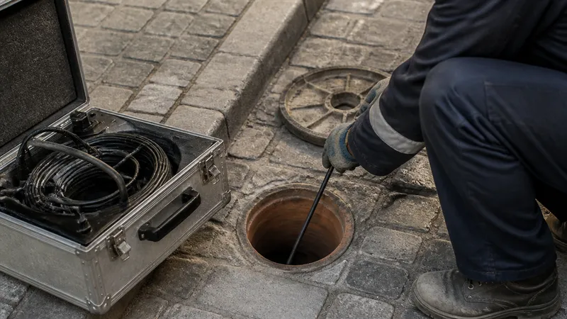 Inspección con cámara de TV en el interior de una tubería de Sevilla