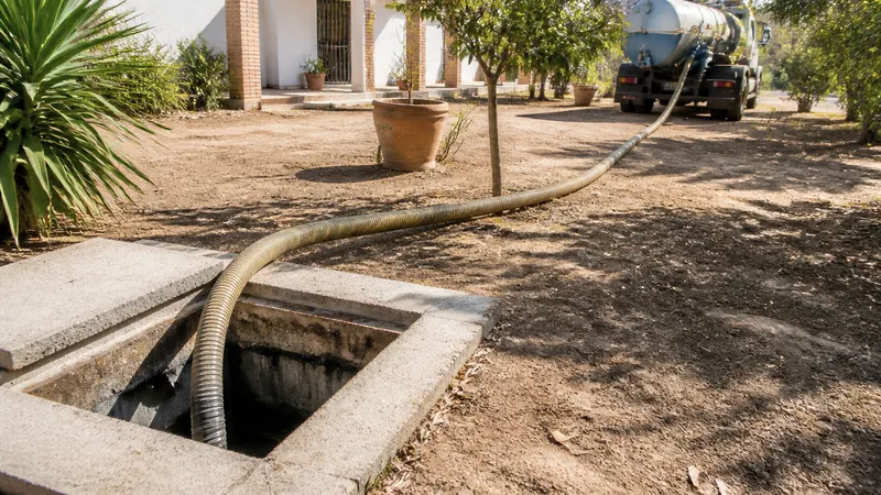 Vaciado de fosa séptica con equipo de succión en una vivienda de Sevilla